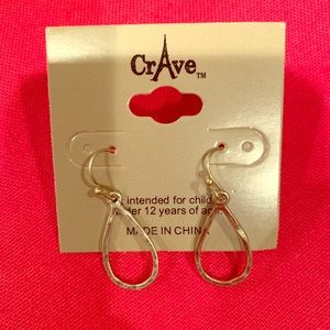 Gold Tone Hammered Drop Earrings New